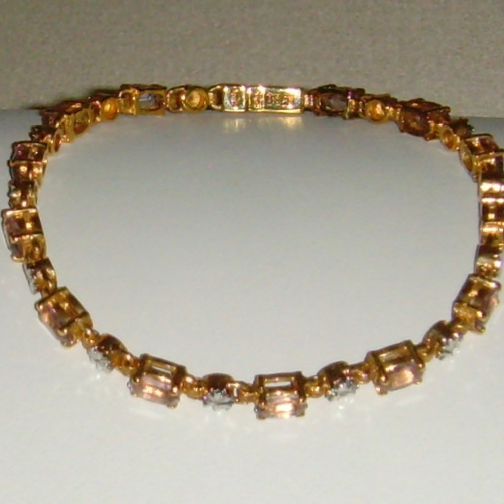 Sterling Silver Amethyst and Diamond Bracelet